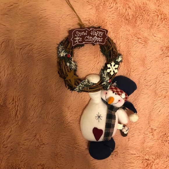 Holiday price drop Christmas snowman hanging front door wreath sign - Picture 1 of 3